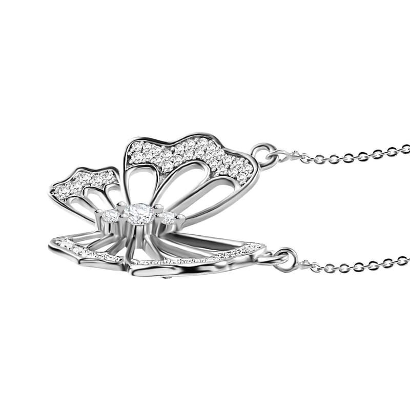 GP White Diamond 0.52 ctw Necklace in Rhodium Over Sterling Silver (18 Inches)