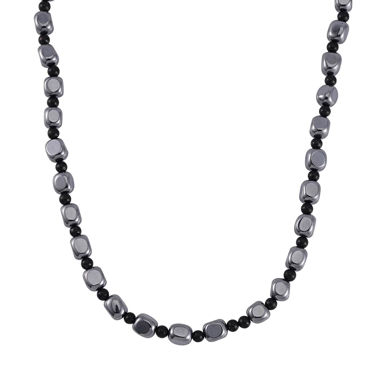 Terahertz and Shungite Beaded Necklace 20 Inches in Rhodium Over Sterling Silver 284.45 ctw image number 0