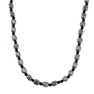 Terahertz and Shungite Beaded Necklace 20 Inches in Rhodium Over Sterling Silver 284.45 ctw