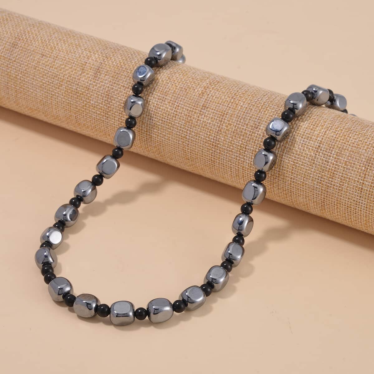 Terahertz and Shungite Beaded Necklace 20 Inches in Rhodium Over Sterling Silver 284.45 ctw image number 1