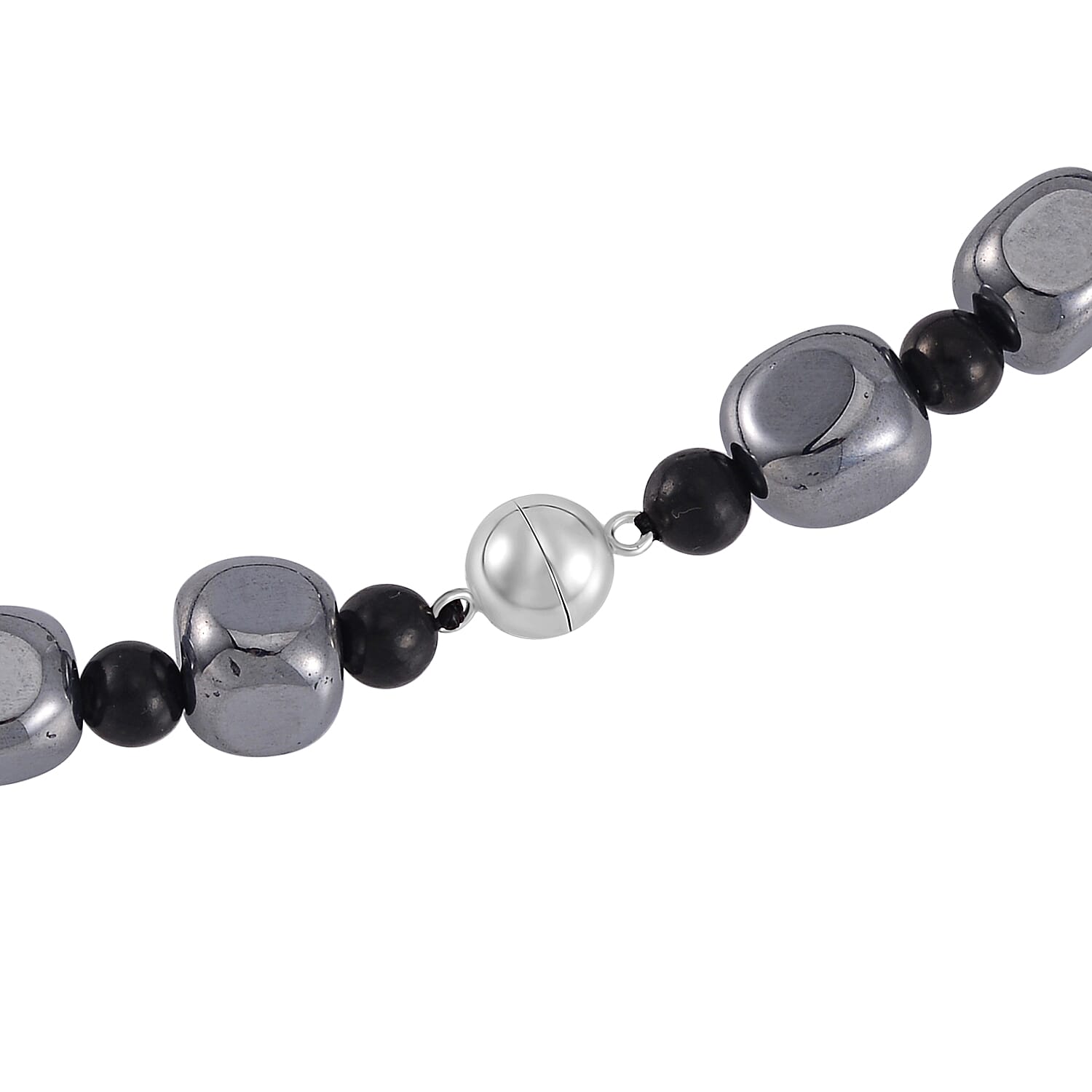 Terahertz and Shungite Beaded Necklace 20 Inches in Rhodium Over Sterling Silver 284.45 ctw