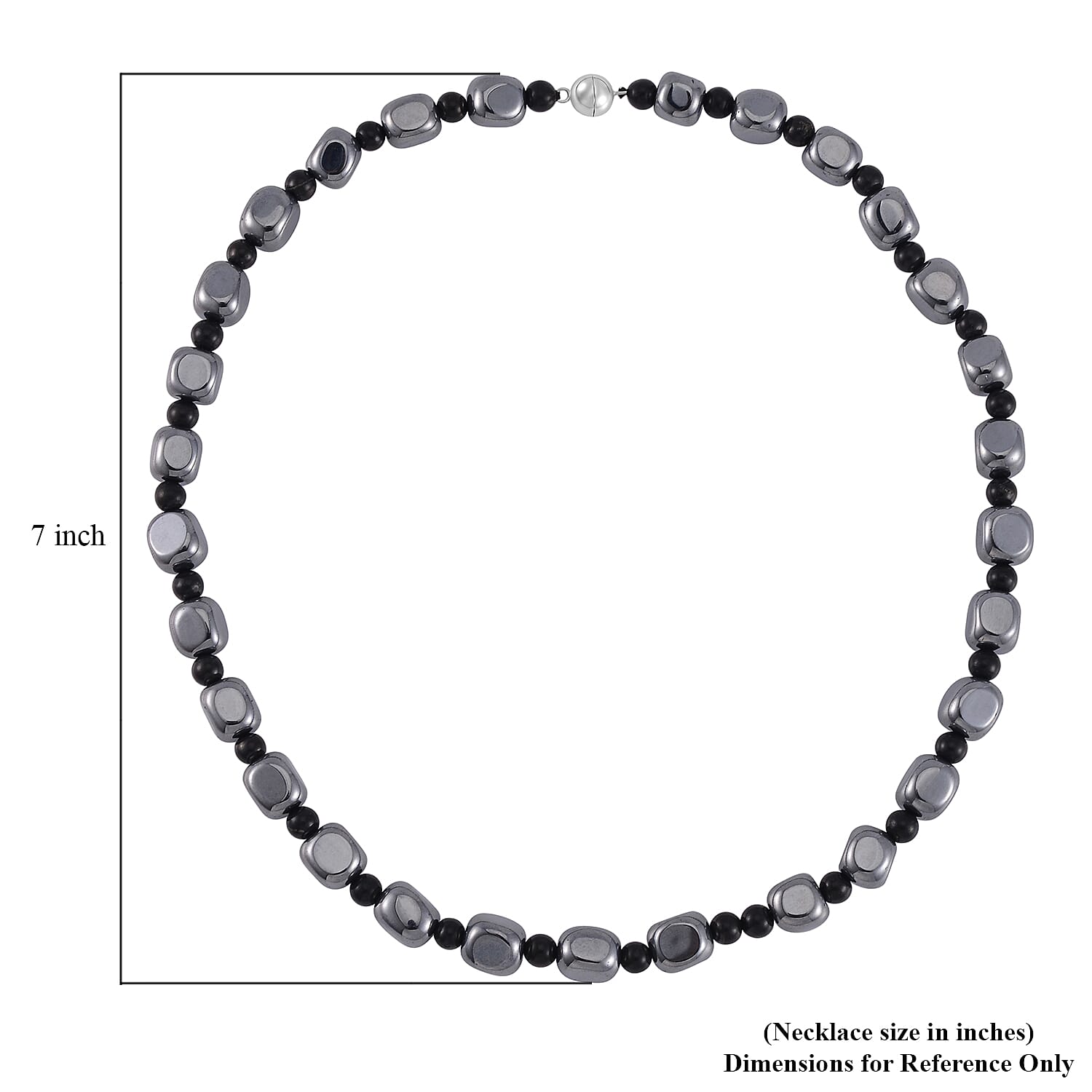 Terahertz and Shungite Beaded Necklace 20 Inches in Rhodium Over Sterling Silver 284.45 ctw