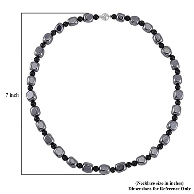 Terahertz and Shungite Beaded Necklace 20 Inches in Rhodium Over Sterling Silver 284.45 ctw