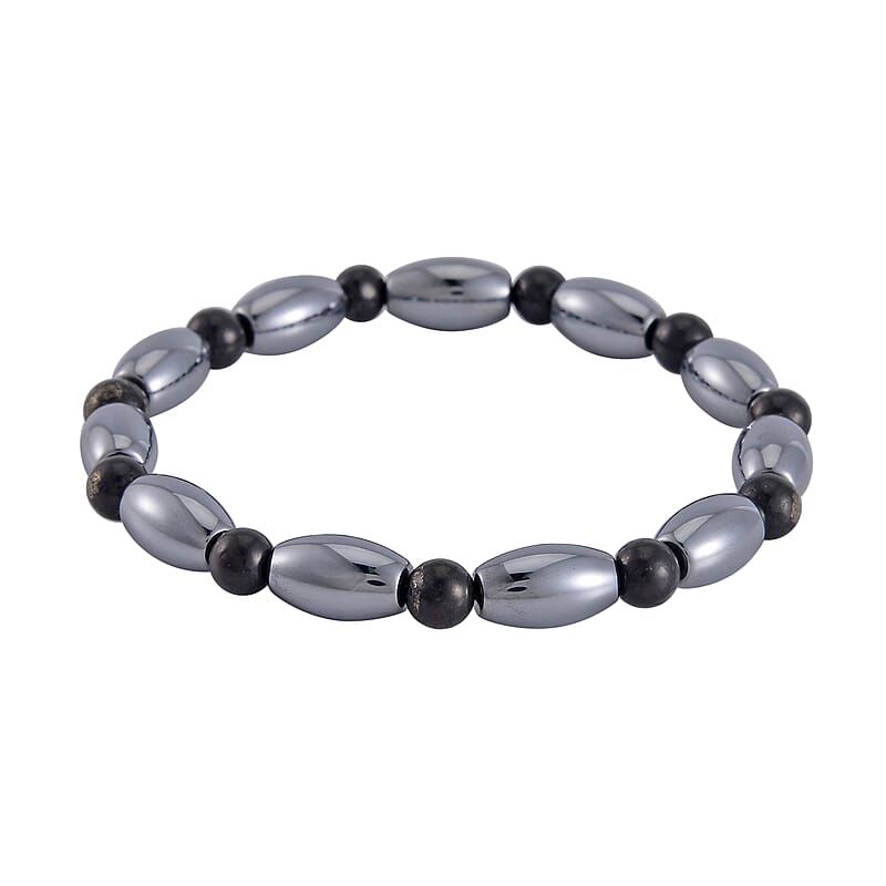 Terahertz and Shungite 61.00 ctw Beaded Stretch Bracelet