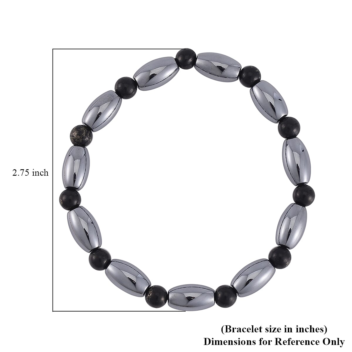Terahertz and Shungite 61.00 ctw Beaded Stretch Bracelet