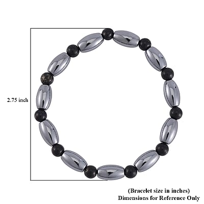 Terahertz and Shungite 61.00 ctw Beaded Stretch Bracelet