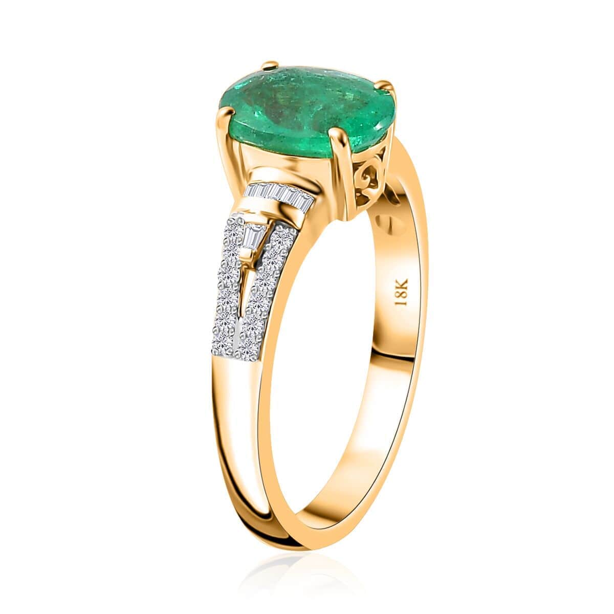 Iliana AAA Kagem Zambian Emerald and G-H SI Diamond 2.00 ctw Ring in 18K Yellow Gold (Size 6.0) 4.20 Grams image number 3