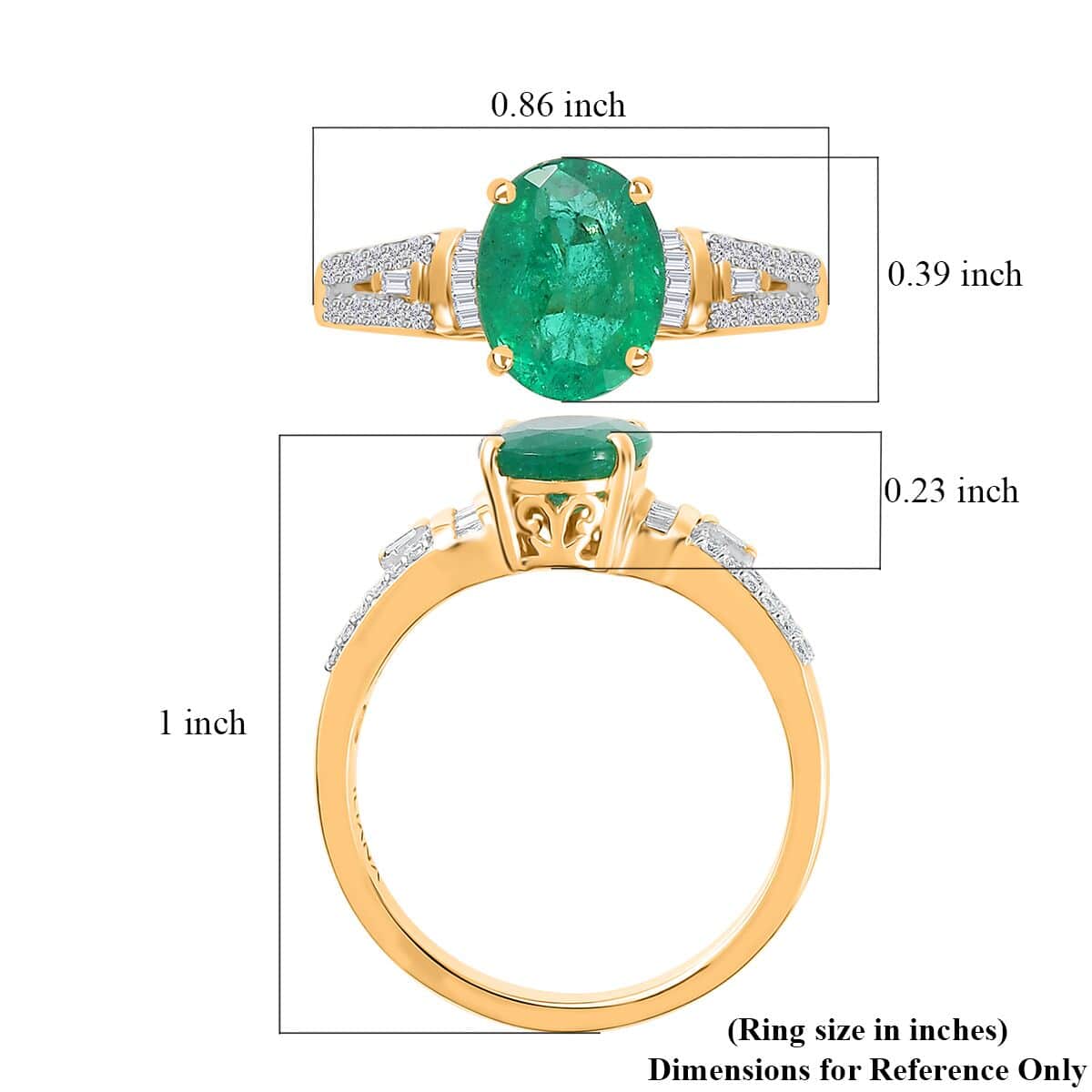 Iliana 18K Yellow Gold AAA Kagem Zambian Emerald and G-H SI Diamond Ring (Size 7.0) 4.20 Grams 2.00 ctw image number 5