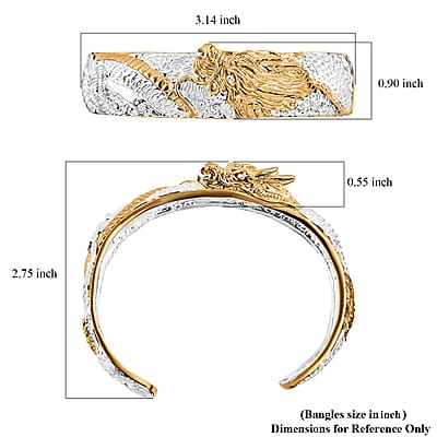 Bali Legacy Dragon Cuff Bracelet in 22K Vermeil YG Over and Sterling Silver (7.25 In) 35.0 Grams