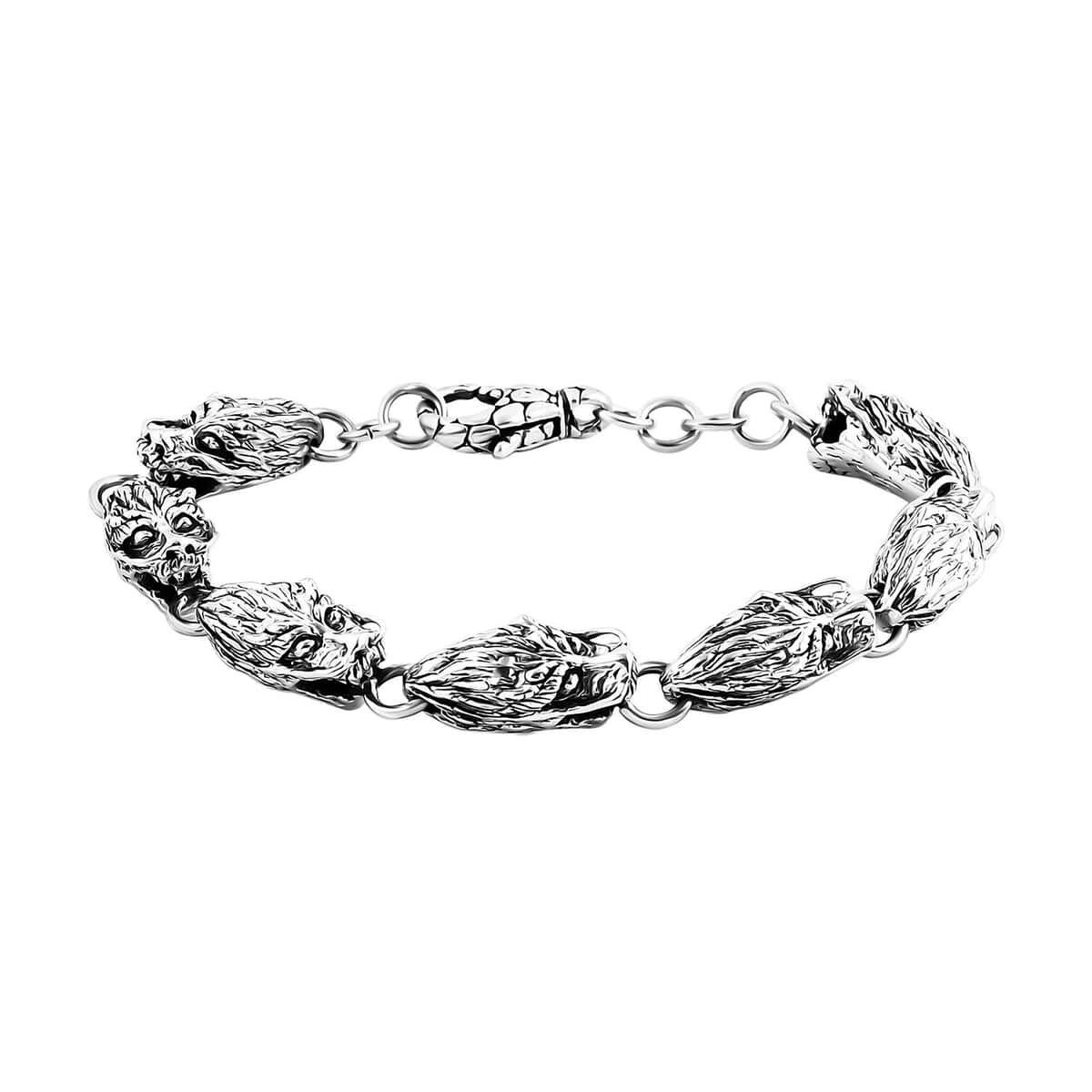 Bali Legacy Sterling Silver Dragon Head Link Bracelet (6.50 In) 26.55 Grams image number 0