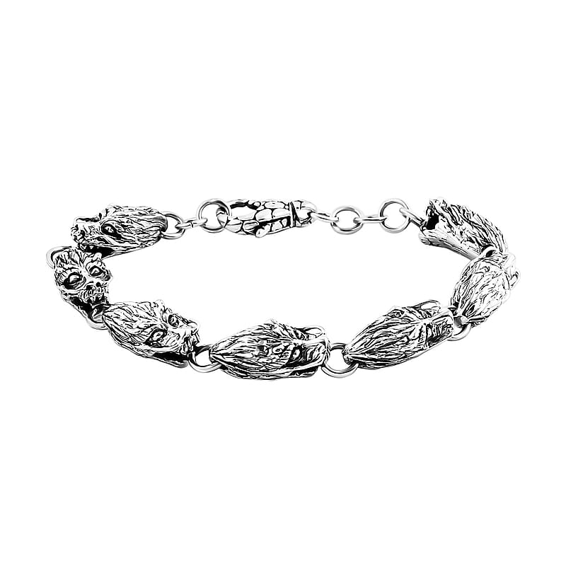 Bali Legacy Sterling Silver Dragon Head Link Bracelet (6.50 In) 26.55 Grams