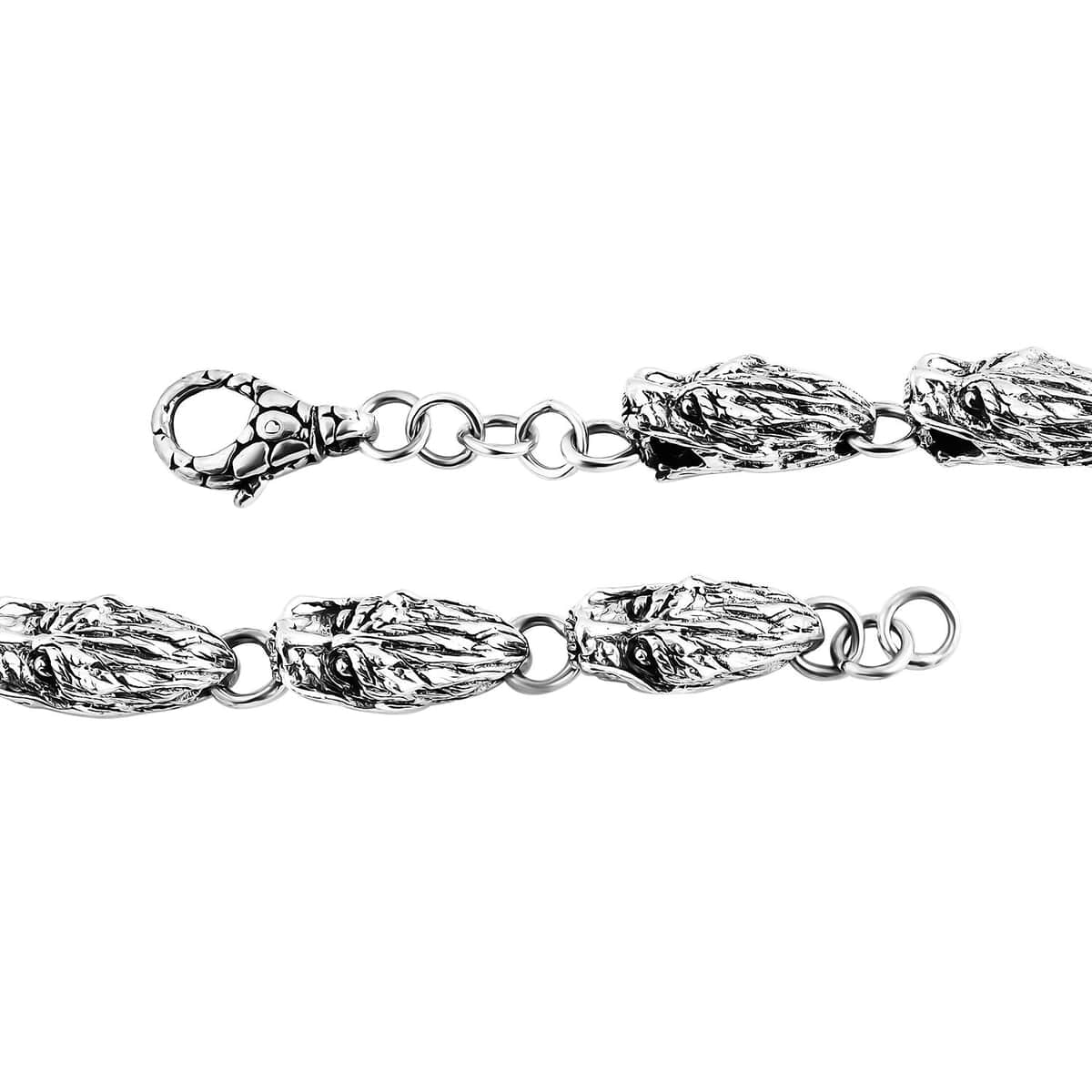 Bali Legacy Sterling Silver Dragon Head Link Bracelet (6.50 In) 26.55 Grams image number 3