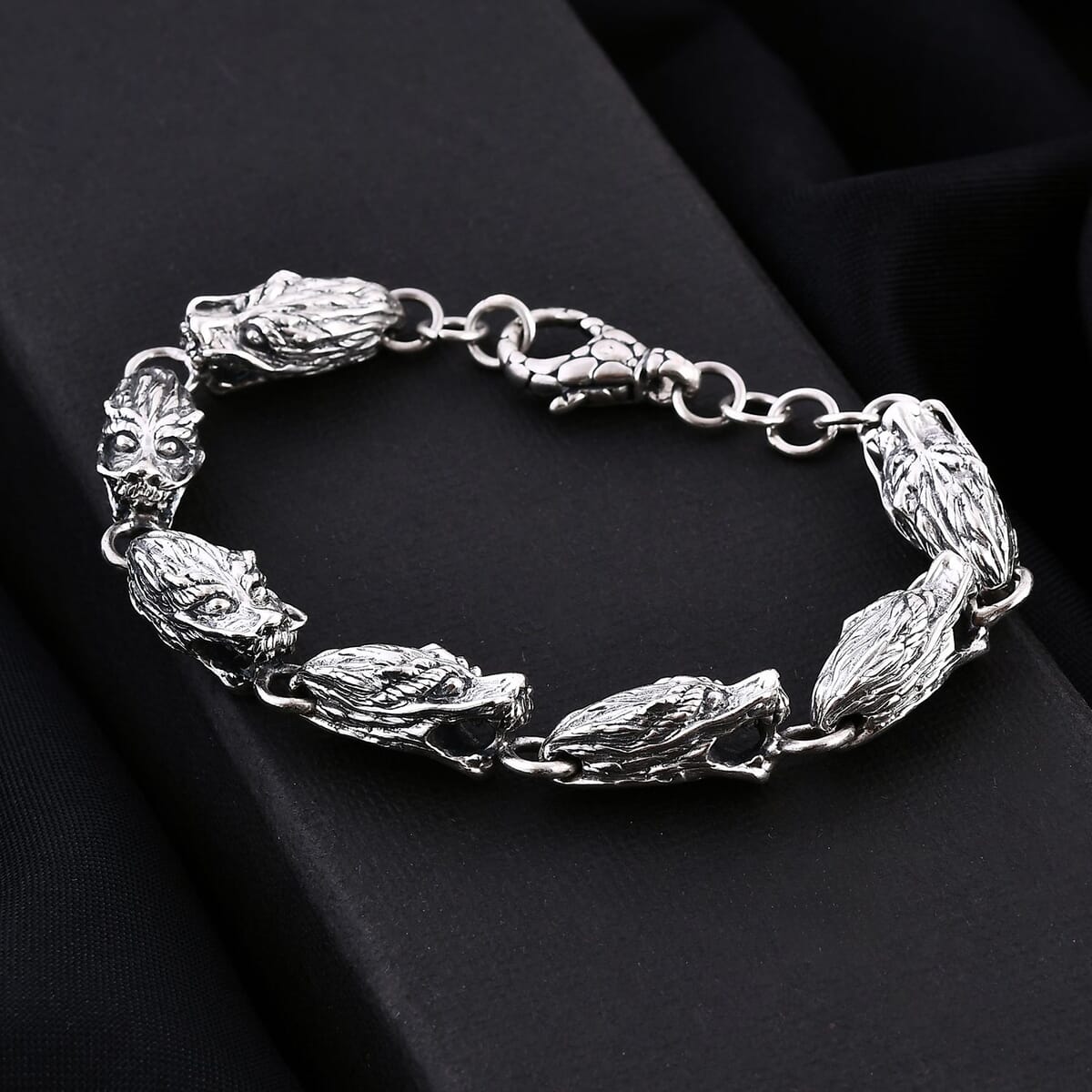 Bali Legacy Sterling Silver Dragon Head Link Bracelet (7.25 In) 26.90 Grams image number 1