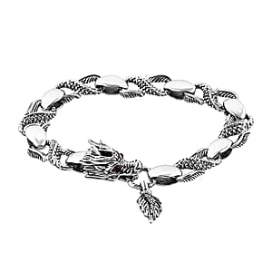 Bali Legacy Mozambique Garnet 0.15 ctw Dragon Head Bracelet in Sterling Silver (6.50 In)