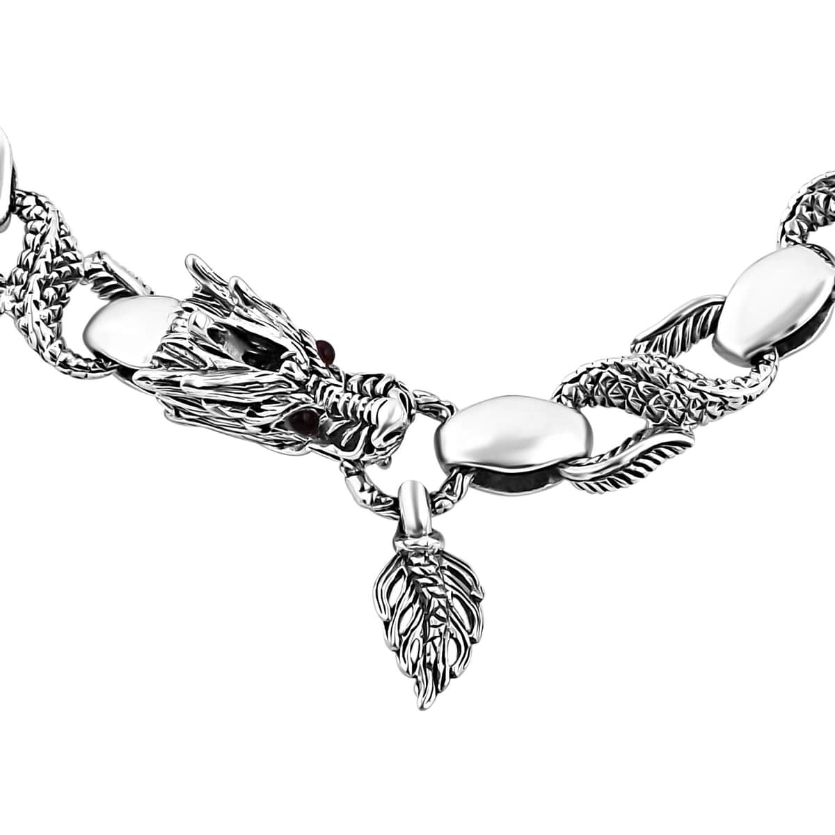 Bali Legacy Mozambique Garnet Dragon Head Bracelet in Sterling Silver (6.50 In) 0.15 ctw image number 3