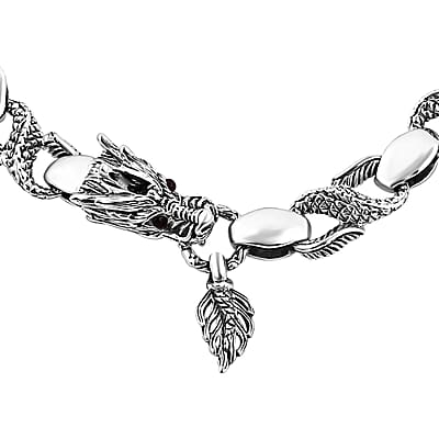 Bali Legacy Mozambique Garnet 0.15 ctw Dragon Head Bracelet in Sterling Silver (6.50 In)