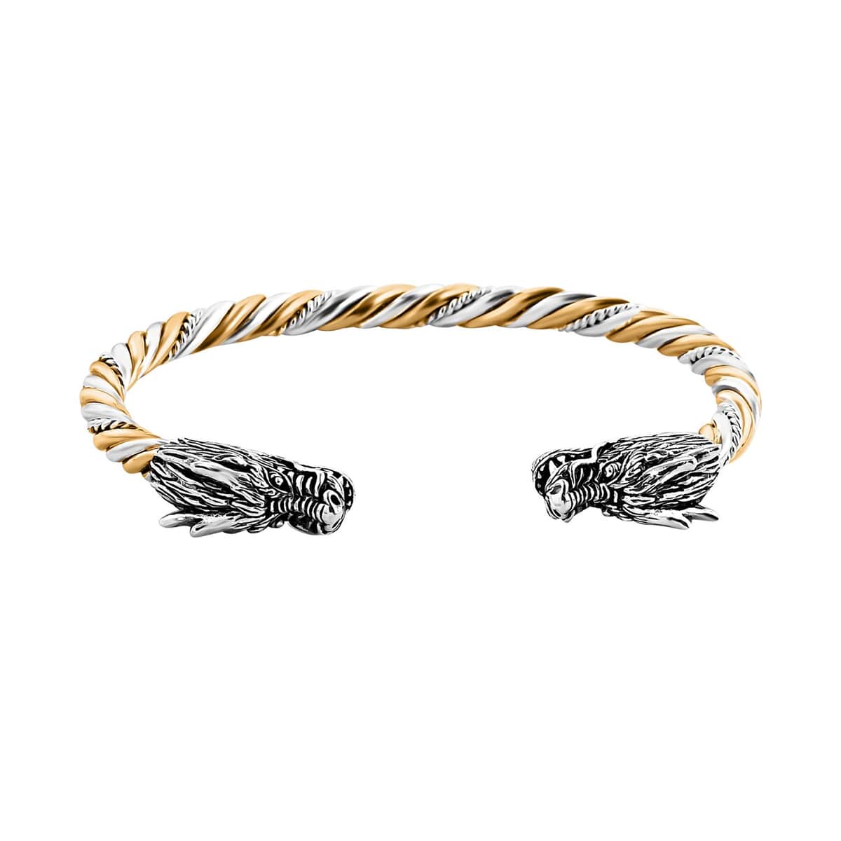 Bali Legacy Dragon Head Bangle Bracelet in Vermeil YG Over and Sterling Silver (7.25 In) 22 Grams image number 0