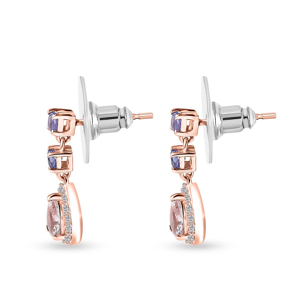 Premium Pink Morganite and Multi Gemstone Dangle Earrings in Vermeil Yellow Gold Over Sterling Silver 1.80 ctw