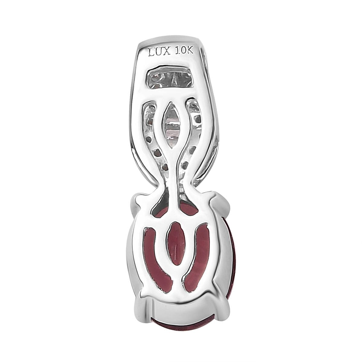 Luxoro AAA Ofiki Rubellite, Diamond Pendant in 10K White Gold without Chain 1.35 ctw