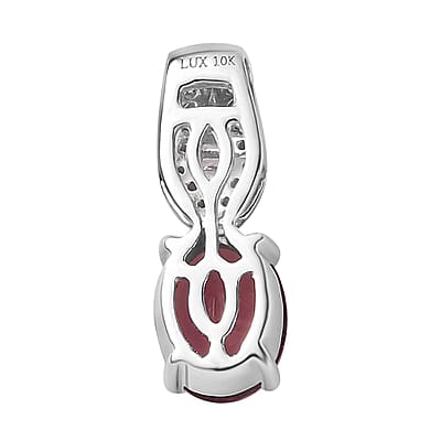 Luxoro AAA Ofiki Rubellite, Diamond Pendant in 10K White Gold without Chain 1.35 ctw