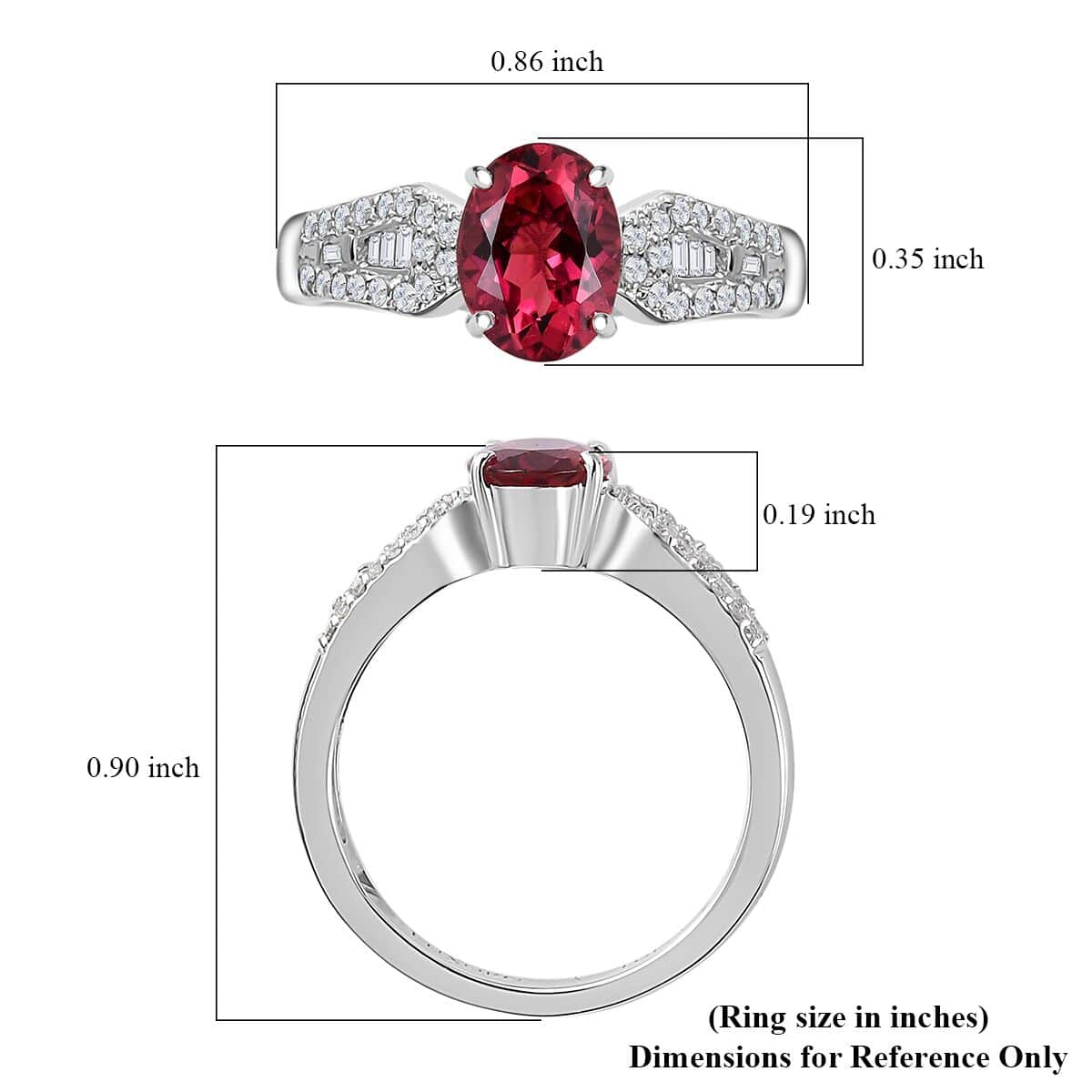 Epic Deal Luxoro 10K White Gold AAA Ofiki Rubellite, Diamond (G-H, I2) (0.20 cts) Ring (Del. in 10-12 Days) 1.50 ctw image number 5