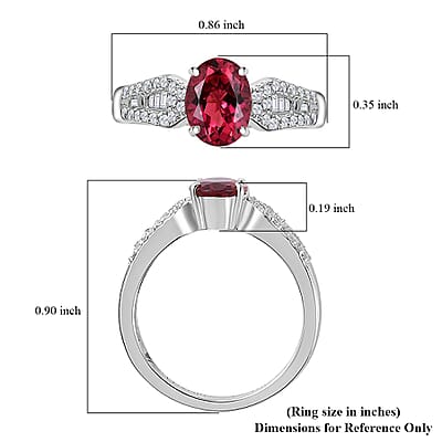 Luxoro 10K White Gold AAA Ofiki Rubellite and G-H I2 Diamond Ring (Size 10.0) 4.25 Grams 1.50 ctw