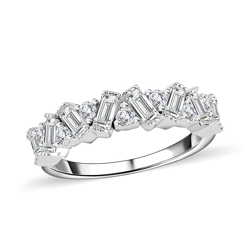 Moissanite 1.25 ctw Ring in Rhodium Over Sterling Silver (Size 11.5)