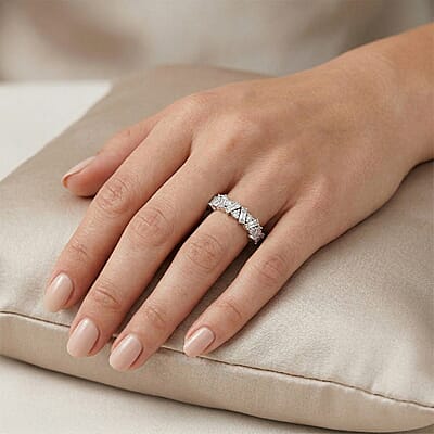 Moissanite 1.25 ctw Ring in Rhodium Over Sterling Silver (Size 11.5)