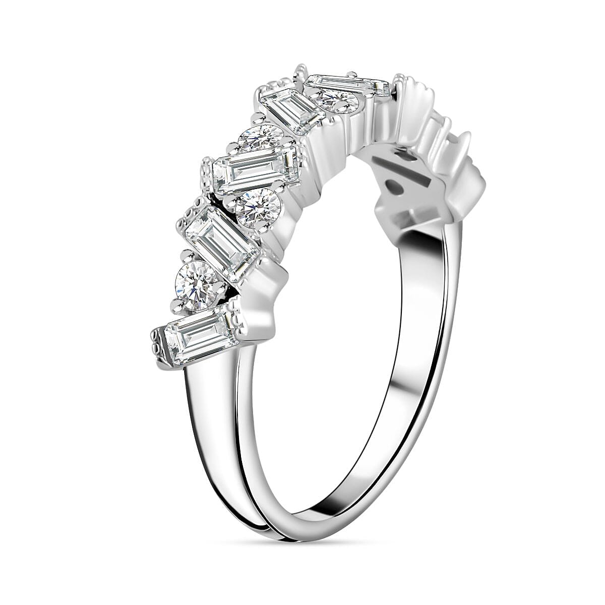 Moissanite 1.25 ctw Ring in Rhodium Over Sterling Silver (Size 11.5)