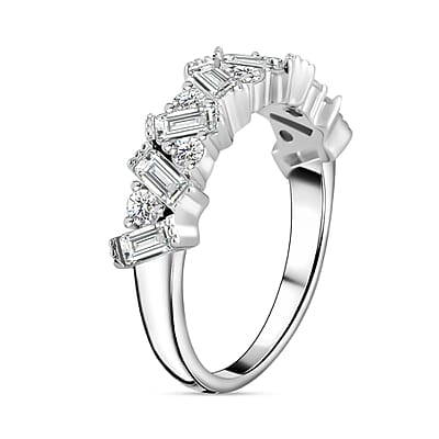 Moissanite 1.25 ctw Ring in Rhodium Over Sterling Silver (Size 11.5)