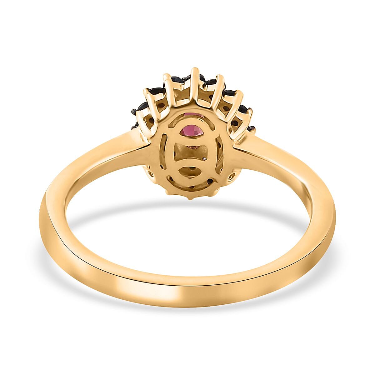 Ofiki Rubellite and Multi Gemstone Double Halo Ring in Vermeil Yellow Gold Over Sterling Silver (Size 9.0) 0.65 ctw image number 4