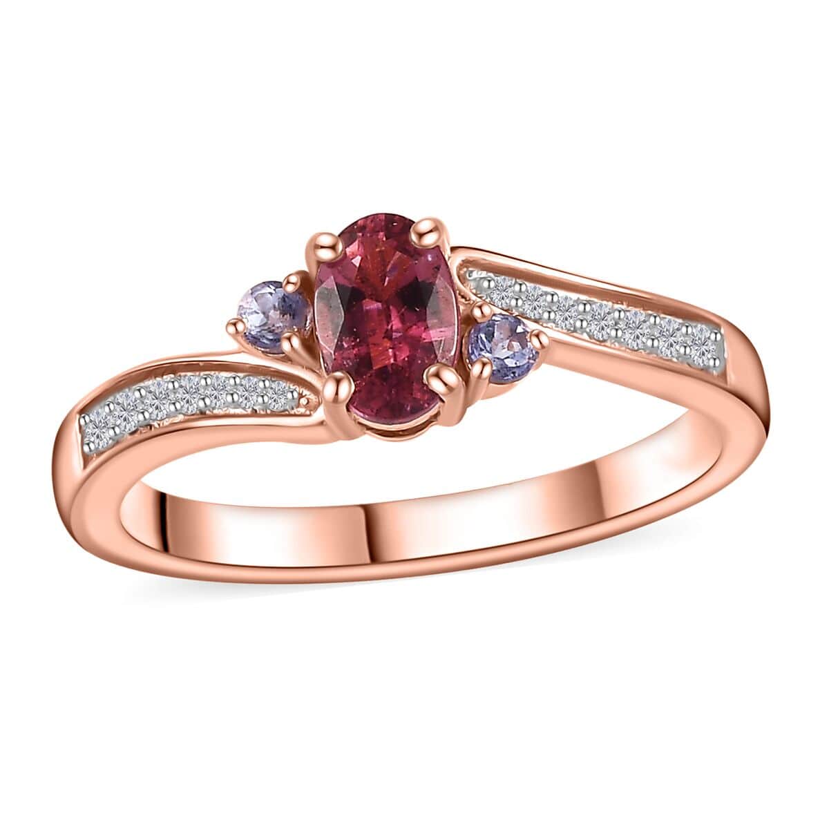 Ofiki Rubellite and Multi Gemstone Ring in Vermeil Rose Gold Over Sterling Silver (Size 10.0) 0.65 ctw image number 0
