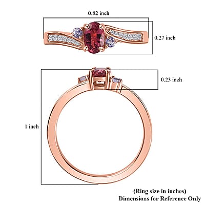 Ofiki Rubellite and Multi Gemstone Ring in Vermeil Rose Gold Over Sterling Silver (Size 10.0) 0.65 ctw
