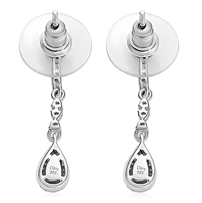 Ofiki Rubellite and White Zircon Drop Earrings in Platinum Over Sterling Silver 0.85 ctw