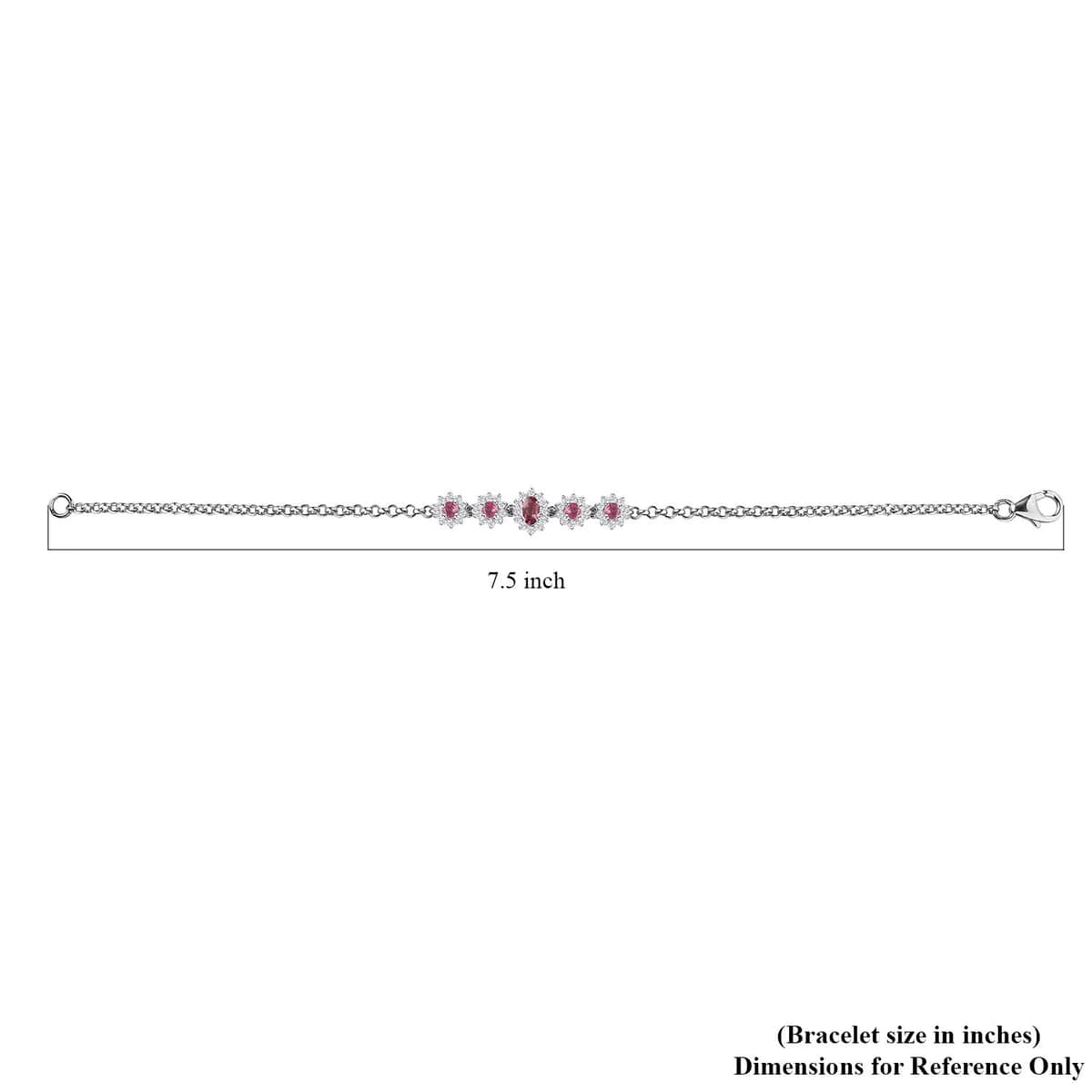 Ofiki Rubellite and Moissanite Bracelet in Platinum Over Sterling Silver (7.25 In) 1.30 ctw image number 4