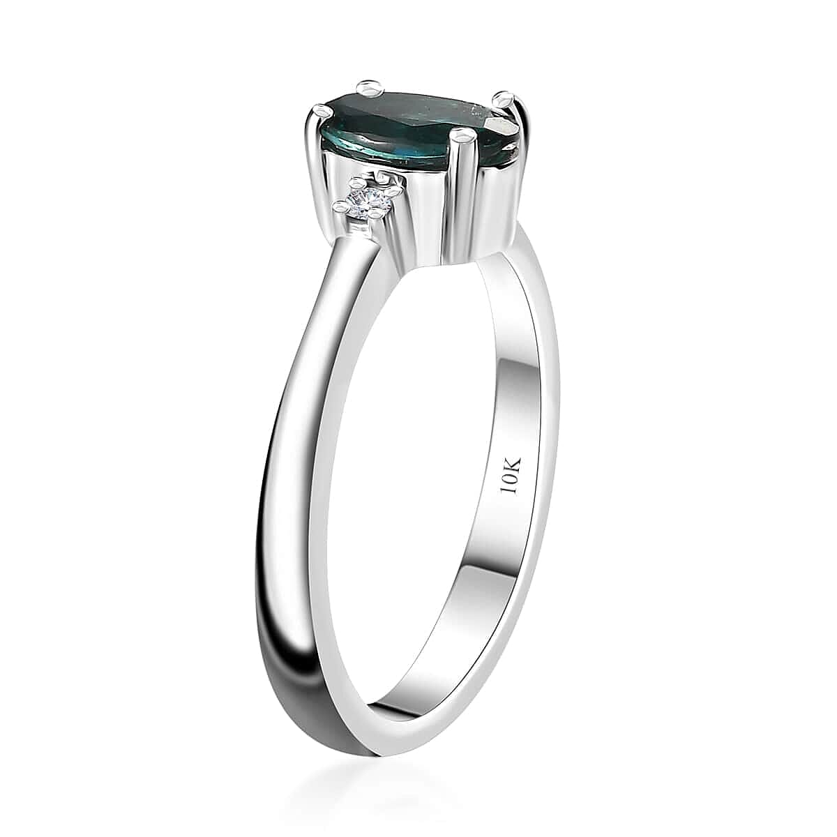 Luxoro 10K White Gold AAA Indian Ocean Apatite and G-H I2 Diamond Ring (Size 10.0) 1.40 ctw