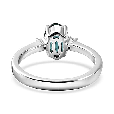 Luxoro 10K White Gold AAA Indian Ocean Apatite and G-H I2 Diamond Ring (Size 10.0) 1.40 ctw