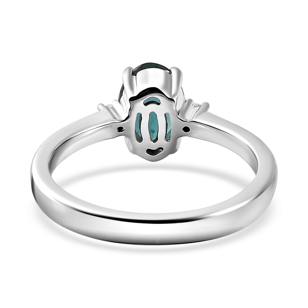 Luxoro 10K White Gold AAA Indian Ocean Apatite and G-H I2 Diamond Ring (Size 8.0) 1.40 ctw image number 4