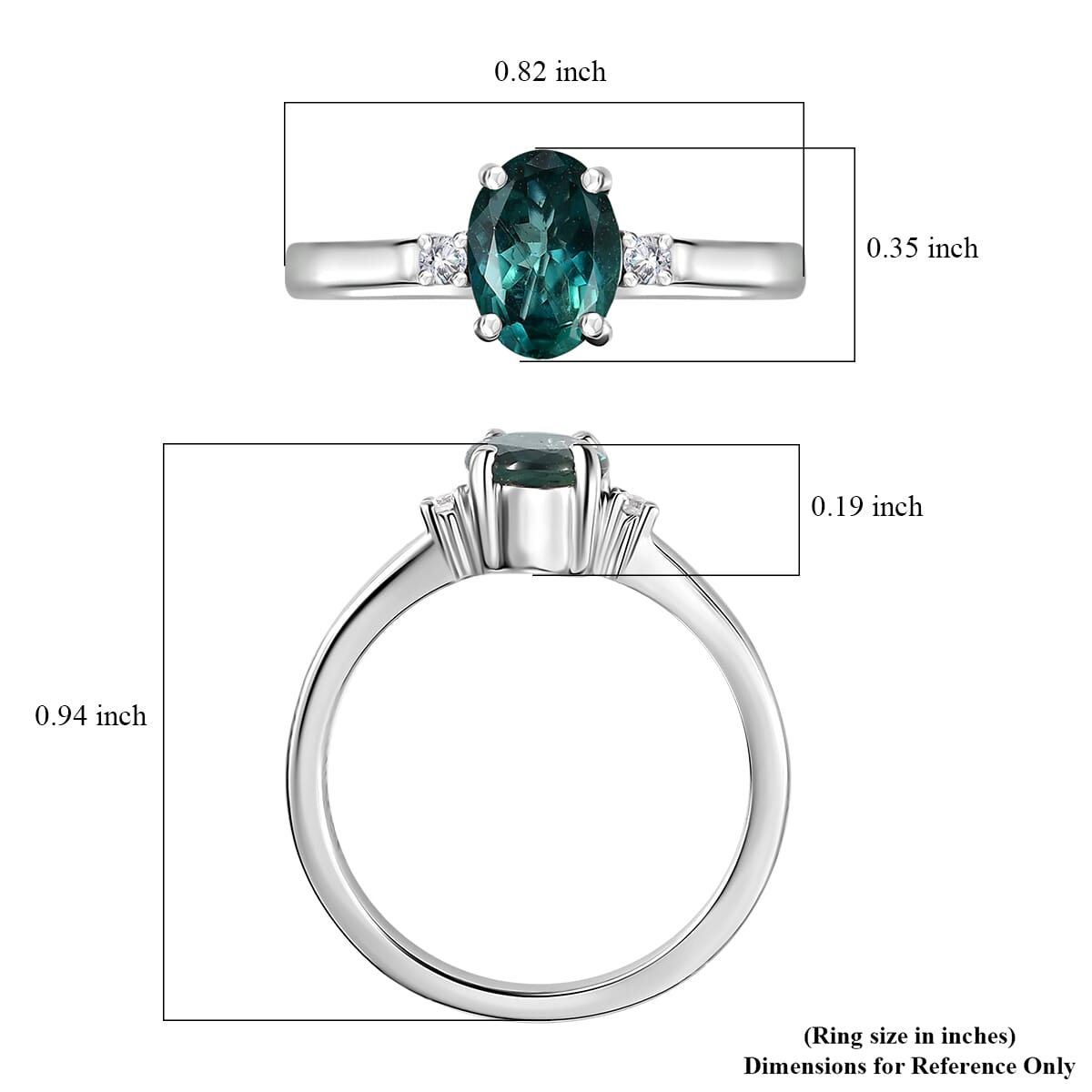 Luxoro 10K White Gold AAA Indian Ocean Apatite and G-H I2 Diamond Ring (Size 8.0) 1.40 ctw image number 5
