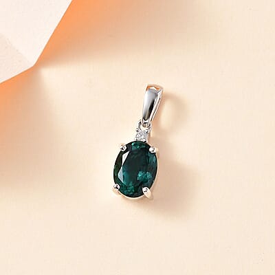 Luxoro 10K White Gold AAA Indian Ocean Apatite and G-H I2 Diamond Pendant without Chain 1.40 ctw