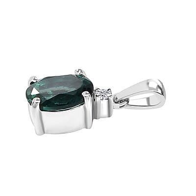 Luxoro 10K White Gold AAA Indian Ocean Apatite and G-H I2 Diamond Pendant without Chain 1.40 ctw