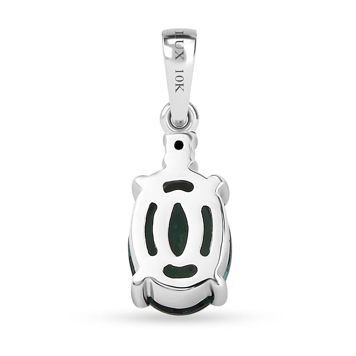Luxoro 10K White Gold AAA Indian Ocean Apatite and G-H I2 Diamond Pendant without Chain 1.40 ctw