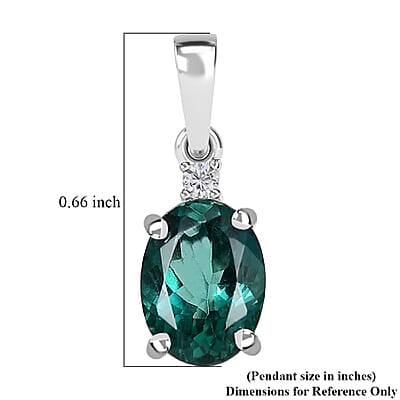 Luxoro 10K White Gold AAA Indian Ocean Apatite and G-H I2 Diamond Pendant without Chain 1.40 ctw