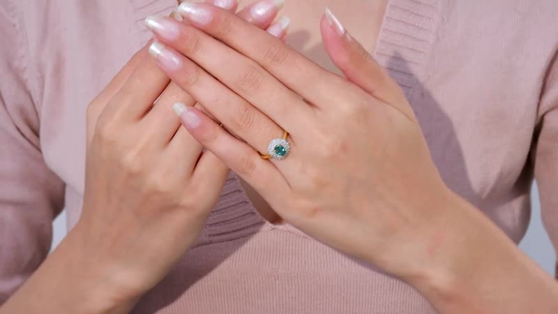 Premium Ocean Blue Apatite, Diamond (0.33 cts) Ring in Vermeil YG Over Sterling Silver (Size 10.0) 1.20 ctw