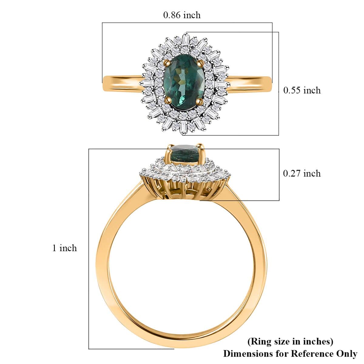 Premium Indian Ocean Apatite and Diamond Sunburst Ring in Vermeil Yellow Gold Over Sterling Silver (Size 5.0) 1.20 ctw image number 4