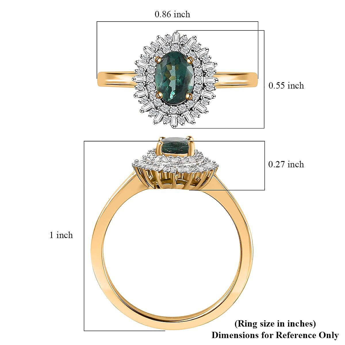 Premium Indian Ocean Apatite and Diamond Sunburst Ring in Vermeil Yellow Gold Over Sterling Silver (Size 8.0) 1.20 ctw image number 4