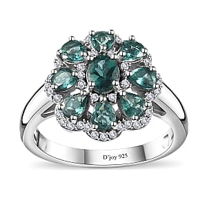 Indian Ocean Apatite and Moissanite Lilac Floral Ring in Platinum Over Sterling Silver (Size 7.0) 2.00 ctw