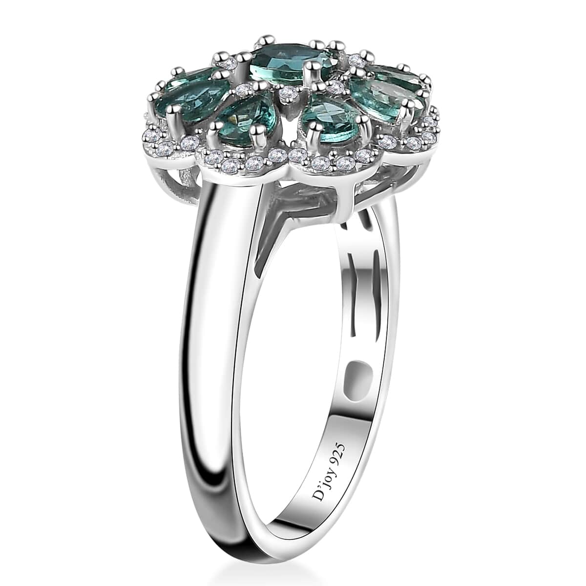 Indian Ocean Apatite and Moissanite Ring in Platinum Over Sterling Silver (Size 8.0) 2.00 ctw image number 3