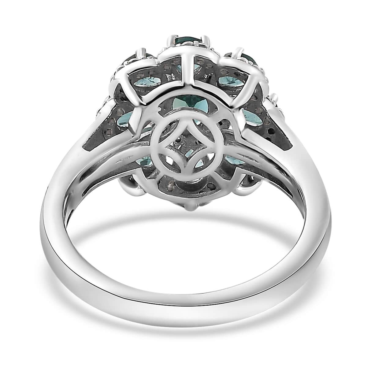 Indian Ocean Apatite and Moissanite Ring in Platinum Over Sterling Silver (Size 8.0) 2.00 ctw image number 4