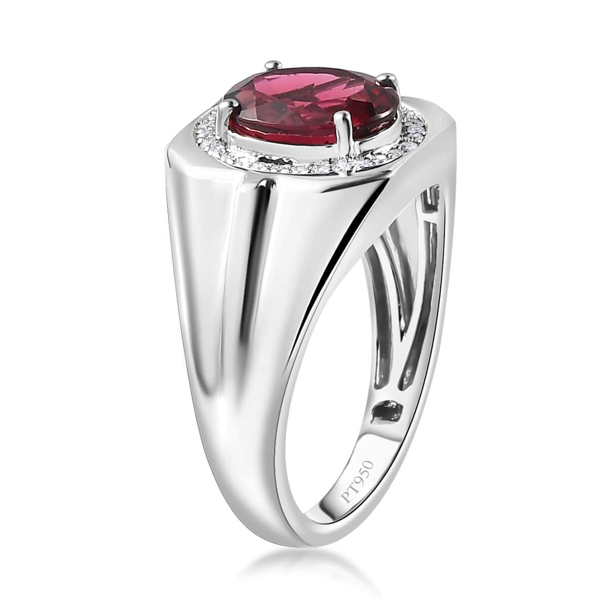 Rhapsody 950 Platinum AAAA Ouro Fino Rubellite and E-F VS Diamond Men's Ring (Size 10.0) 10.70 Grams 3.10 ctw image number 3